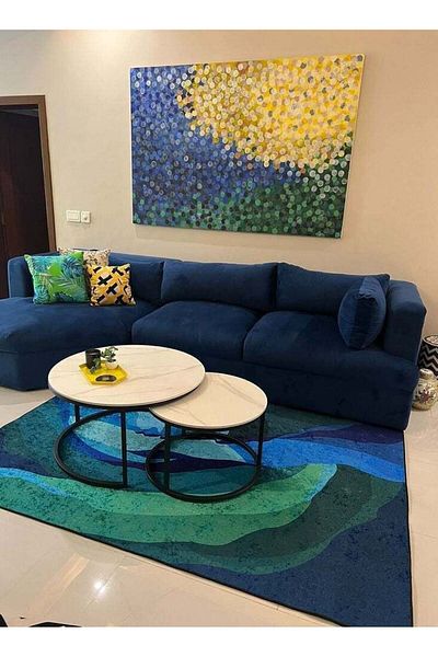 Generic RIZARIES Mist Teal Centerpiece Rug, Fabric, Rectangle