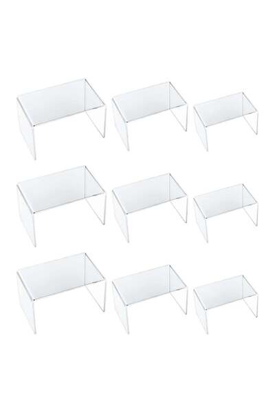 Generic 9-Piece Clear Acrylic Elevator Display Stand - Jewelry Display Risers...
