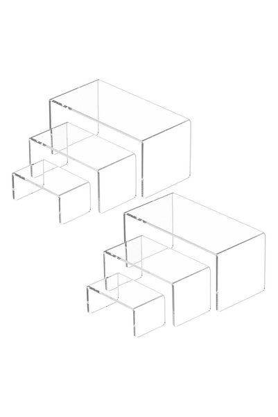 Generic Acrylic Display Risers Stand 2 Sets,3 Steps Clear Riser Shelf Showcas...