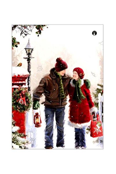 Generic Couple Printed Metallic Plate White/Red/Brown 20x15cm