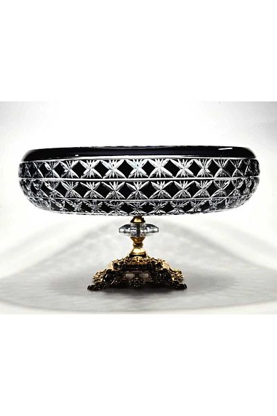 Kristal Market Handmade Crystal Patterned 28 cm Decorative Presentation Tableware Presentation Bowl