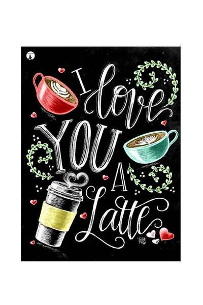 Generic Latte Themed Metallic Plate Black/White/Blue 20x15cm