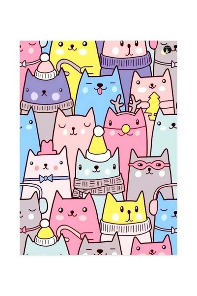 Generic Cat Themed Metallic Plate Pink/Blue/Yellow