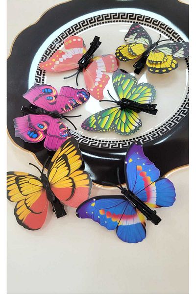 GÜLPEŞE 6 Pieces Colorful Butterfly Buckle Set Tk-2277
