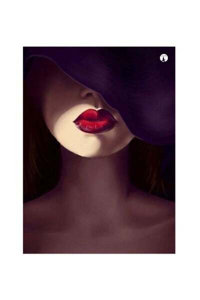 Generic Lady Printed Metallic Plate Beige/Black/Red 20x15cm