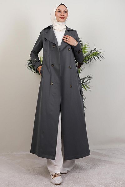 GİYZAMİLA Terra Trench Coat Dark Gray