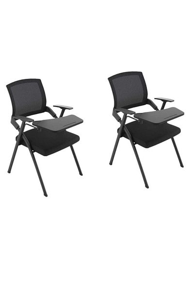 smart home Foldable Office Chair Set with Removable Side Table, Ideal for Offices and Classrooms