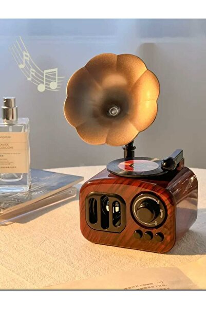 mr shopping MR Retro Gramofon Şeklinde Müzik Kutusu Nostaljik Ahşap Görünümlü Gramofon Müzik Kutusu