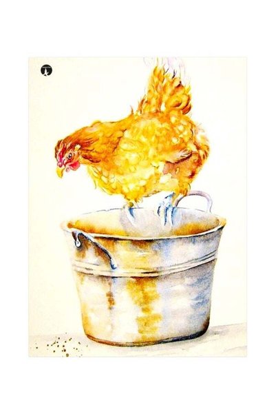 Generic Hen Themed Metallic Plate Yellow/White/Blue 20x15cm