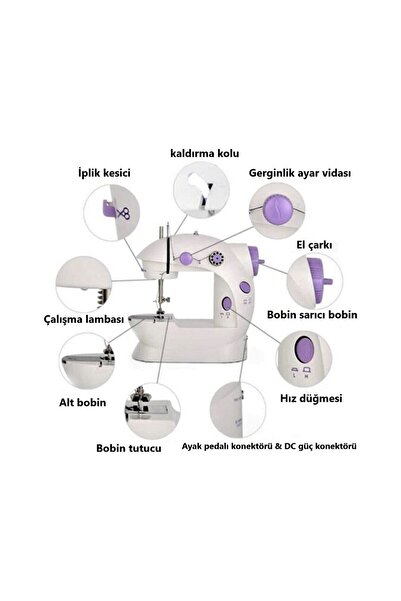 Evvano Dikiş Makinesi Mini Pedallı Elektrikli