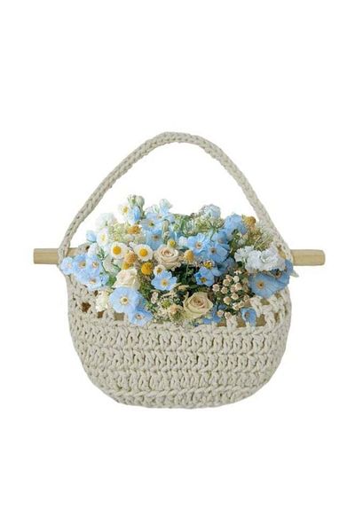 Generic Wall Hanging Basket, Handmade Knit Wall Basket for Organizing, Boho Style Wall Decor, Cotton Cord H
