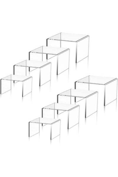 Generic Pack of 8 Large Acrylic Display Stands, Transparent Rectangular Acryl...