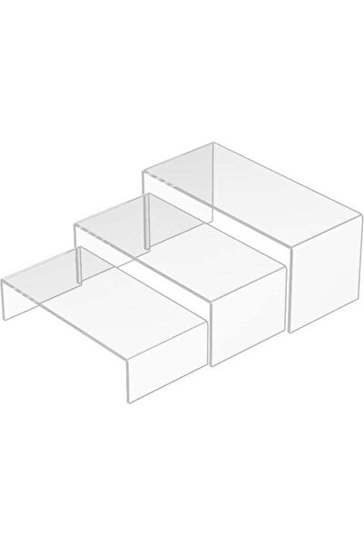 Generic Clear Riser Shelf 3pcs, Desktop Rectangular Acrylic Display Shelves O...