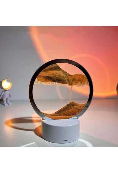 Generic Moving Sand Art Decor Lamp Desk Lamp Round Glass Kinetic LED Light 3D...