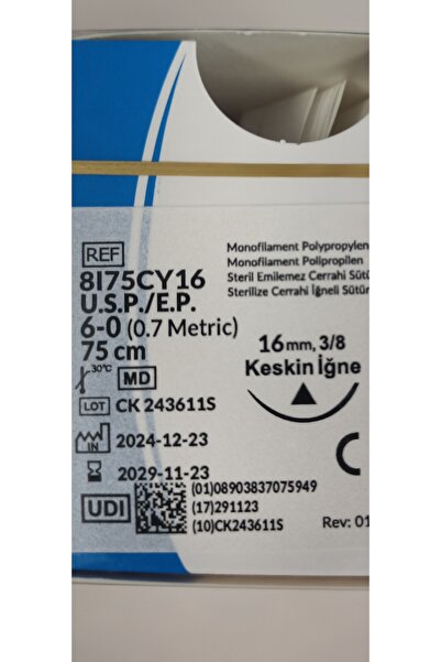 IĞNE&İPLİK TRULENE 6.0 KESKİN PROLEN EMİLEMEYEN CERRAHİ İPLİK (12 ADET)