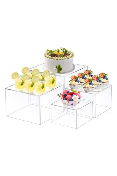 Generic 4pcs Buffet Risers, Food Display Stands for Buffet Table, Acrylic Dis...