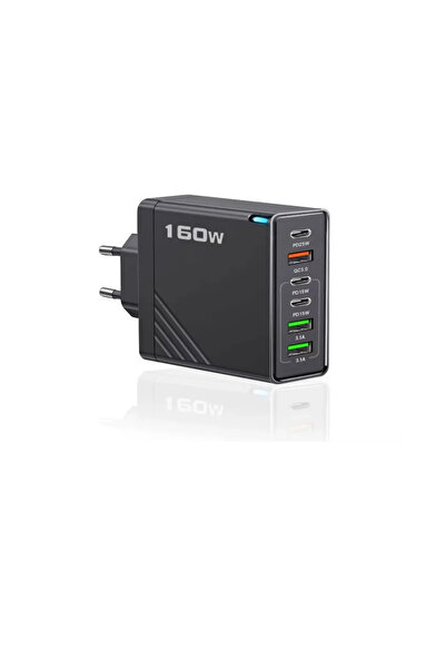 CNF 160W 6in1 Hızlı Şarj Adaptörü | 6 Port USB-C & USB-A | iOS Android Laptop Tablet Uyumlu