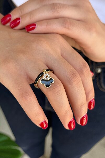 Utku Kuyumculuk 14 AYAR MİNELİ İTALYAN MODEL SALLANTISI ÇİFT TARAFLI YONCA YÜZÜK