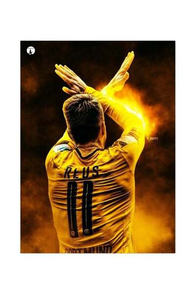 Generic Marco Reus Printed Metallic Plate Yellow/Black/Brown 20x15cm