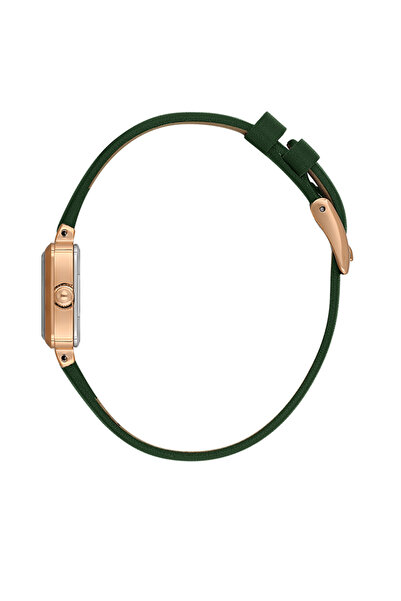 Daniel Klein Dke.1.10862-5 Rectangular Dial Leather Cord Metal Case 3 Atm Water Resistant Green Color