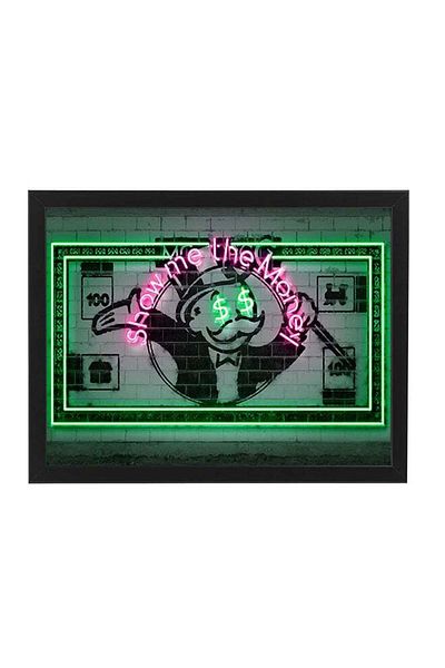 Generic Boomah Accessories Monopoly Neon Wall Decor Poster With Frame Multicolour 30x40cm