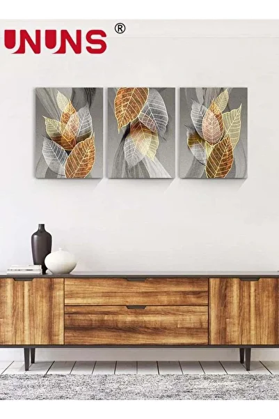 Generic UNUNS Set Of 3 Framed Canvas Wall Arts,Abstract Leaves Pattern Canvas Wall Art For Living Room,Mode