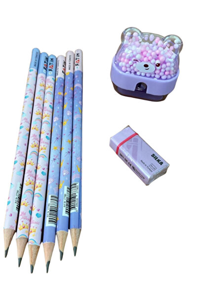 Fatih 6 Adet Kurşun Kalem, 1 Adet Silka Pastel Silgi ve 1 Adet Kalemtıraş Kır...