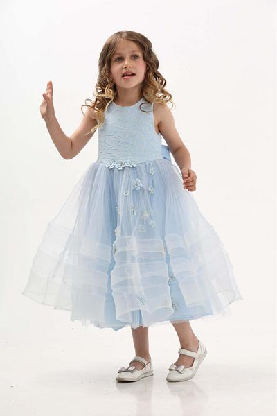 ÇocukYoluKids Princess Blue Girl's Evening Dress