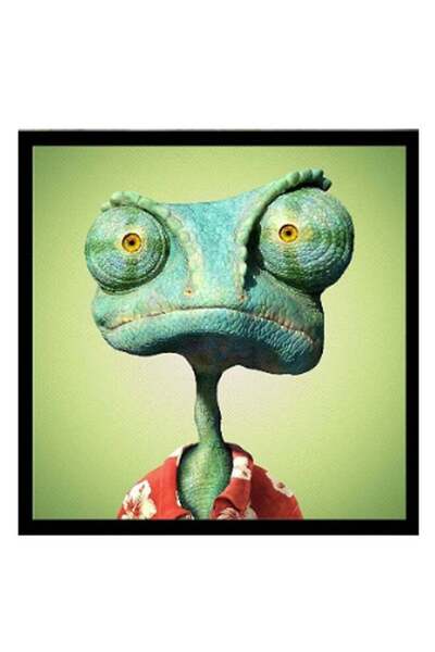 Generic Chameleon Cartoon Poster With Frame Green/Red/White 40 x 40centimeter