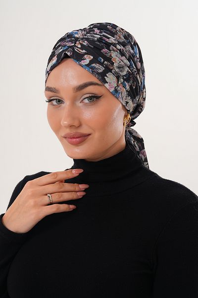 MAG FASHİON Patterned Buckle Bonnet Hijab Bonnet Daily Use Bonnet Shawl Scarf