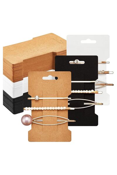 Generic SYOSI 120 Pieces Hair Cl120 Pieces Hair Clip Display Cards 6x10 cm Kraft Paper Hair Bow Holder Card