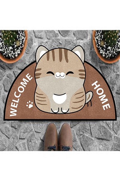 Carmine Carpet Decorative Digital Printed Cat Pattern Door Mat