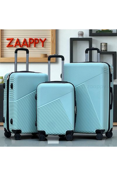 ZAAPPY Hard Shell Lightweight 3PCS SET (20/24/28 Inch) Light Blue Luggage, Combination Lock