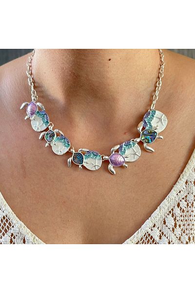 BURÇİN AKSESUAR Caretta Caretta Sea Turtle Ocean Stone Design Imported Necklace