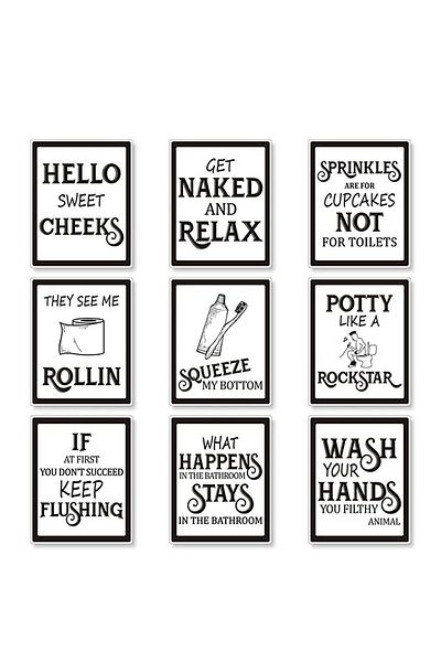 Generic SYOSI 9 Pieces Bathroom Wall Art & Pictures Wall Decor, Vintage Bathroom Sign Bathroom Quotes and S