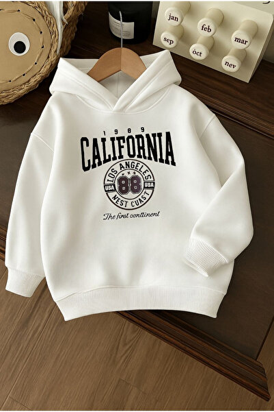 Daxia Unisex Children's Coli̇forni̇a Printed Children's Hoodie Black White Be...
