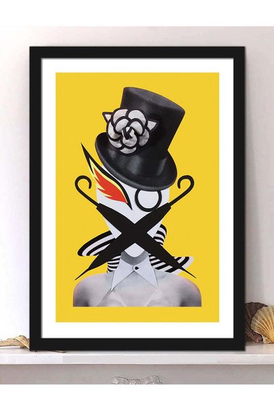 Generic Wall Posters with Abstract Yellow Artwork and Black Frame - Wall Arts...