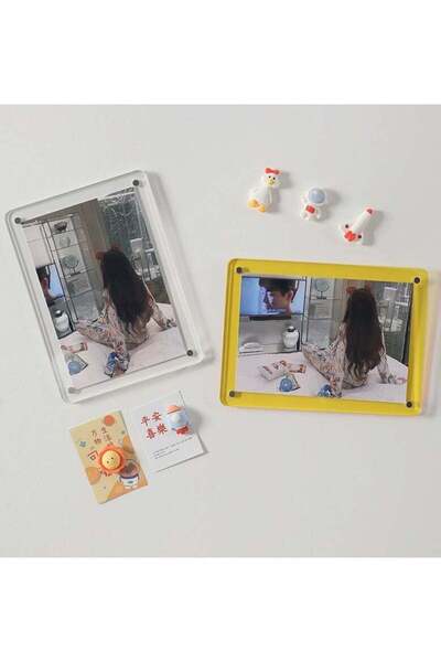 Generic JiFENG Magnetic Photo Frame Acrylic Rounded Display Frame(Transparent)