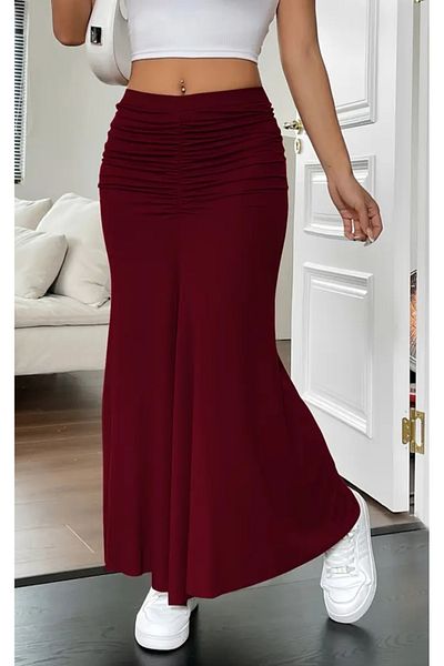 MAROVOAY Maxi Length Lycra Skirt with Drawstring Detail on the Front and Back