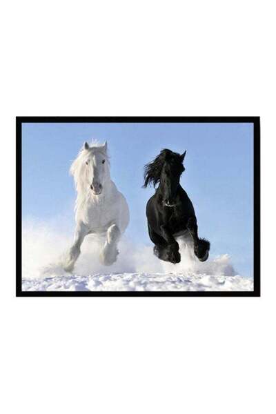 Generic Spoil Your Wall Horse Poster With Frame Black/Blue/White 55x40cm