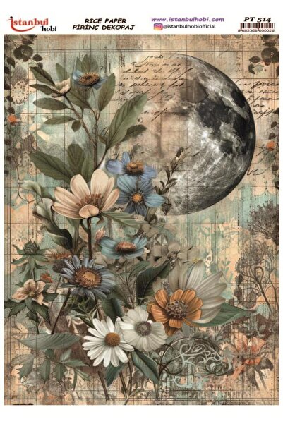 İstanbul Hobi ورق ديكور نحاسي 30×42 سم PT-514 بنقش زهور