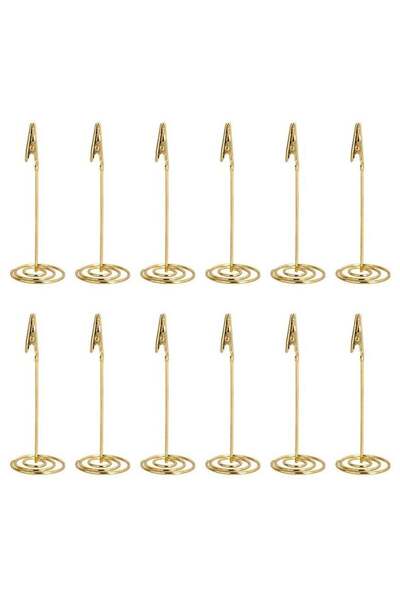 Generic 12pcs Place Card Holder Memo Clip Photo Table Number Gold Holder Stand Paper Menu Stand