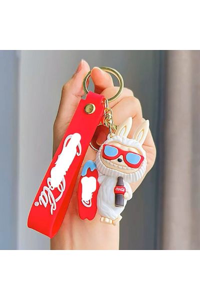 SUMAKA Labubu Cartoon Keychain Key Ring Bag Charm Silicone Gift