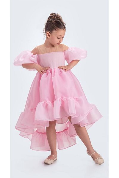Little Pumpkin Tailed Girl's Evening Dress Karolin Fabric