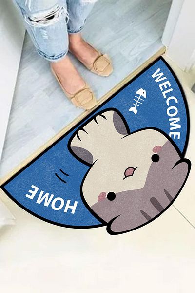 Carmine Carpet Decorative Digital Printed Cat Pattern Door Mat