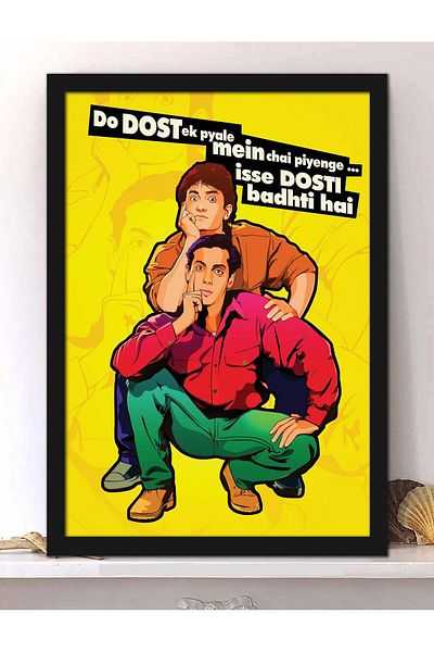 Generic Spoil Your Wall Wall Posters with "Do Dost" Quote from Andaz Apna Apna Bollywood Movie and Black Fr