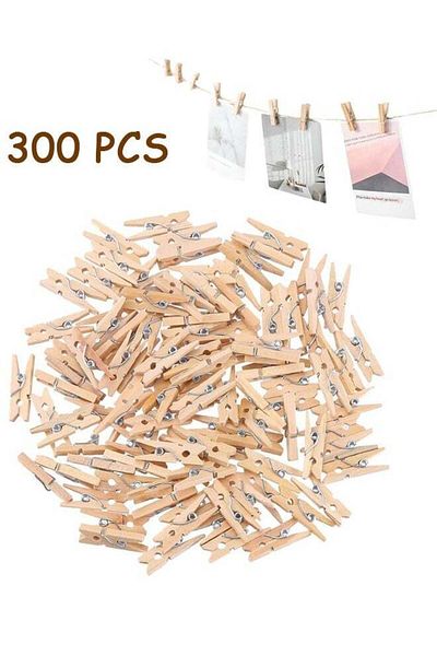 Generic HY 300 Pcs Mini Clothespins, Mini ClothesPins for Photo Natural Wooden Small Picture Clips for Craf