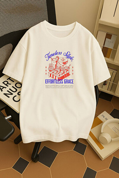 Ovroni تي شيرت قطني كبير الحجم مطبوع بنمط خالد للجنسين للرجال/النساء