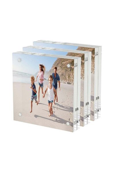 Generic KASTWAVE 3-Pack 4x4 Inch Acrylic Photo Frames, Ultraviolet-proof Thicker Magnetic Acrylic Block, Fr