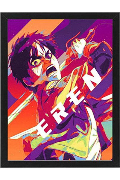 Generic MEC Attack On Titan Eren Yeager Digital Wall Art Poster Frame Black 30x40cm
